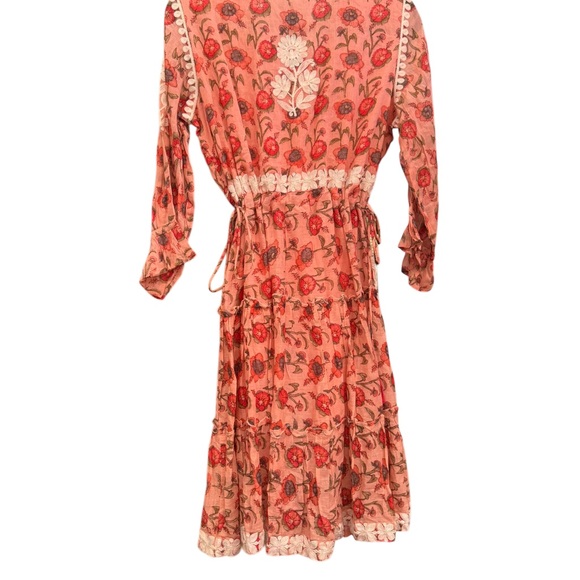 Pink Floral Embroidered Dress with Cream Lace Detail Size XL- cottagecore - Picture 14 of 15